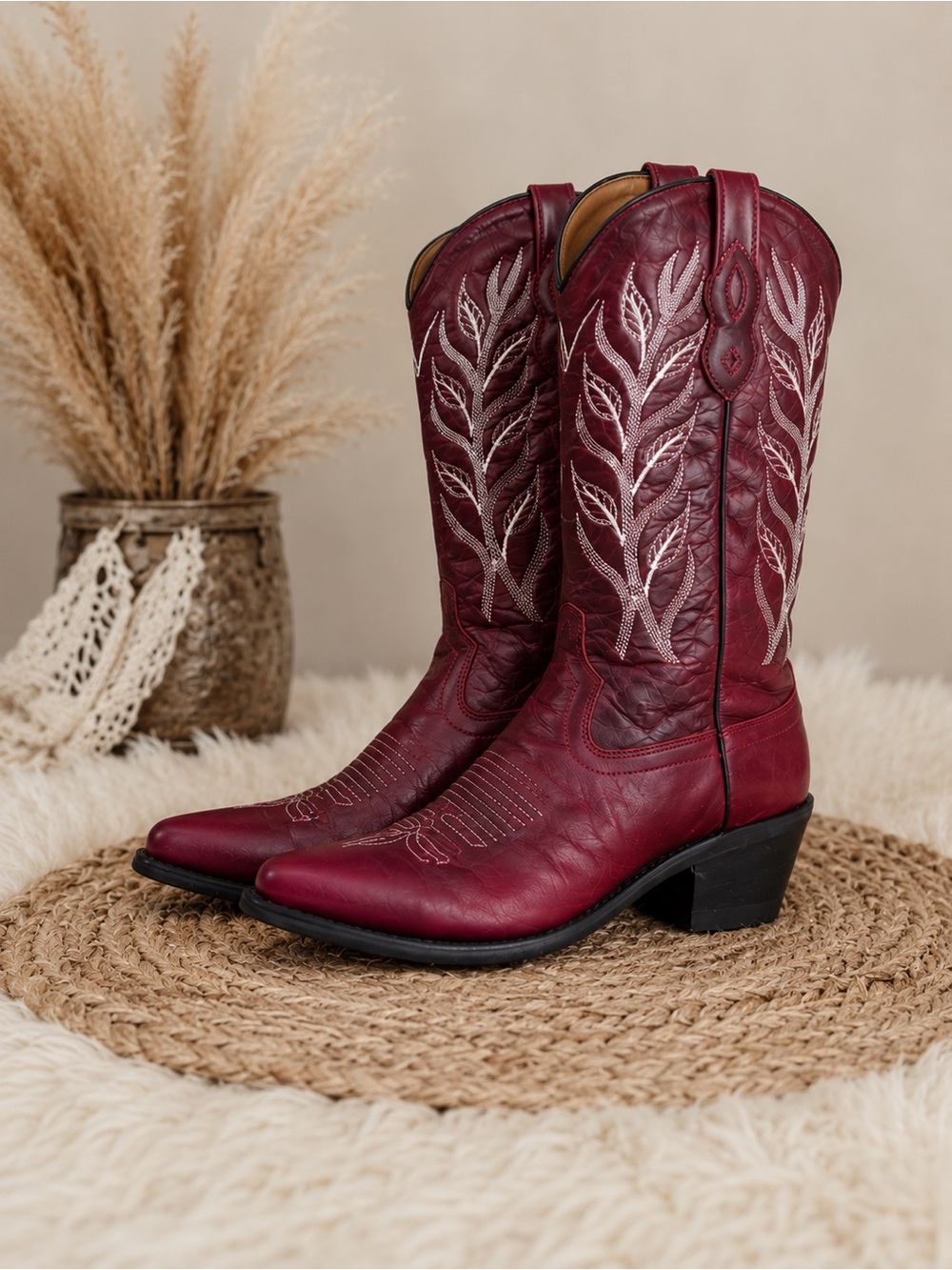 Old West Deep Red Cowboy Boots